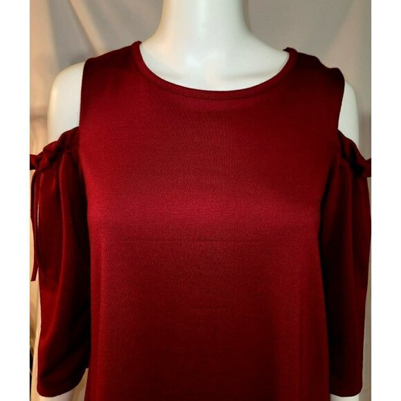 Lilypad Cold Shoulder Blouse - Beautiful Dark Red - Size S - Picture 5 of 10